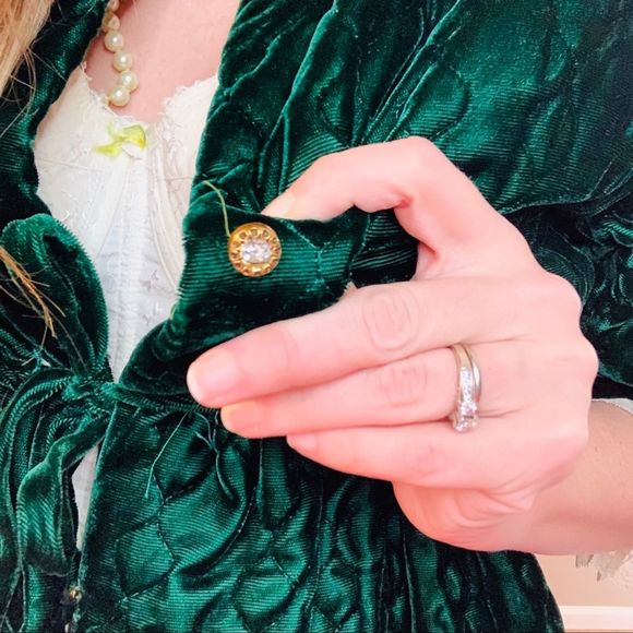 Vintage Green Quilted Velvet Jacket - Picture 9 of 16